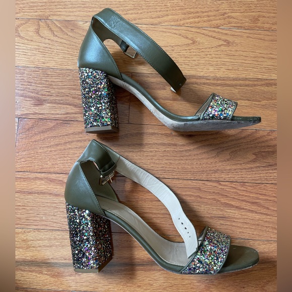 J Crew Collection sparkly block heels - Picture 1 of 3